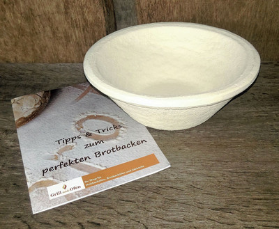 Gärkorb Gärkörbchen Holzschliff für 0,75 kg Brote rund glatt, inkl. Info 