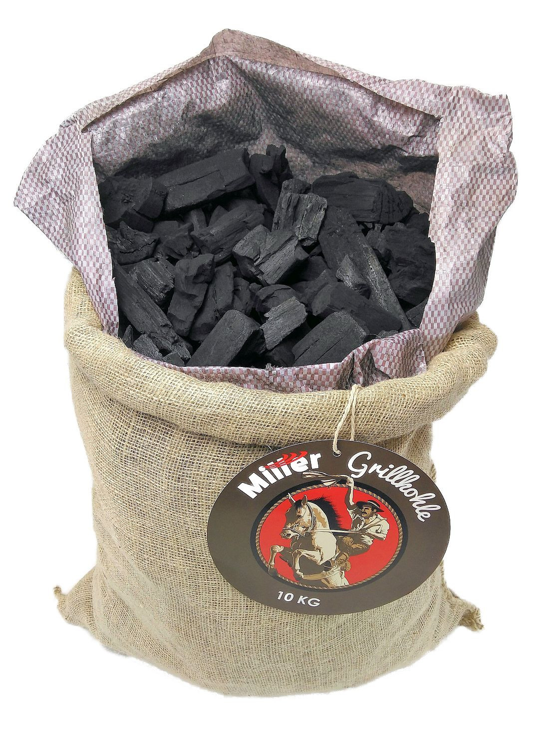 Holzkohle Grillkohle Miller 10kg Sack, nachhaltig, ökologisch, Sozial aus Plantagenanbau 